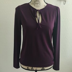 🆕 Banana Republic Plum Purple Keyhole Business Casual Office fall blouse_XS